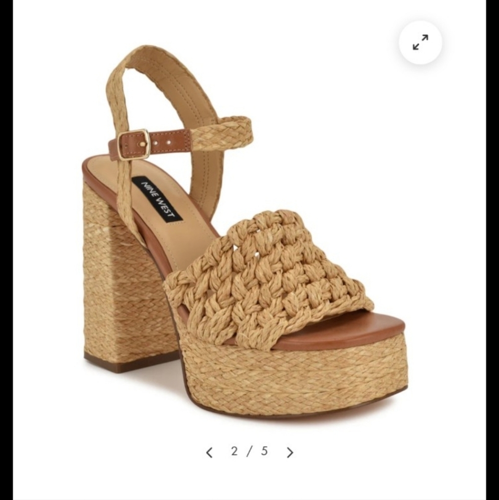 Nine West Tan Woven Platform Sandals